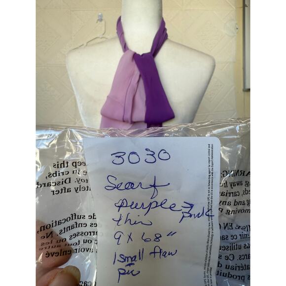 SCARF purple to pink thin silk? 9" x 68" small flaw see pictures - Picture 6 of 6
